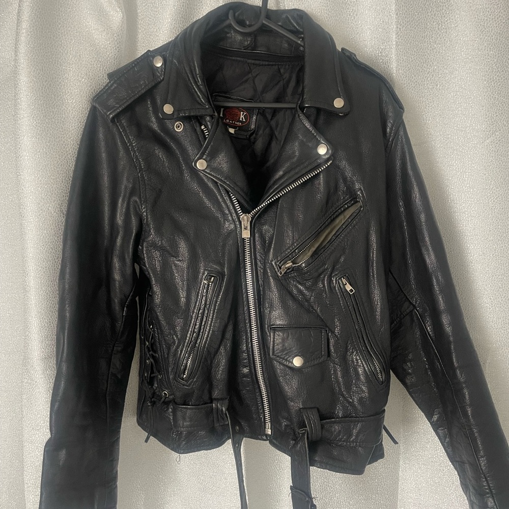 Leather biker jacket